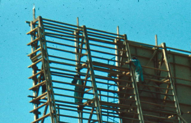 Starlite Drive-In Theatre - Wooden Tower Frame With Partial Sheathing (newer photo)